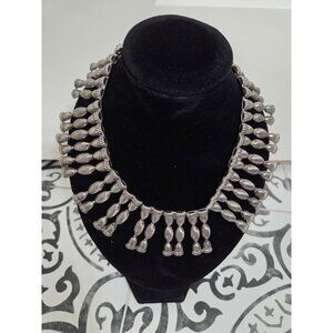 Vtg Statement Necklace | Twisted Ribbed Fringe Bib MCM Retro Jewelry